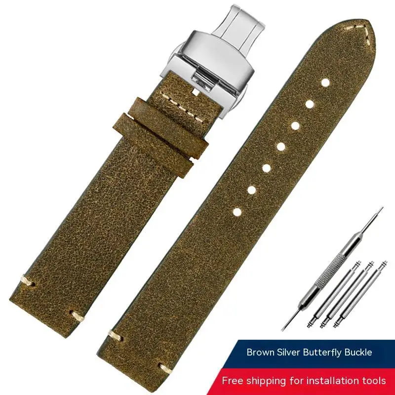 론진용 남성용 빈티지 가죽 시계, 리틀 주근깨 시계 스트랩, L28194932 밴드, 19mm 소프트 방수 액세서리 포함