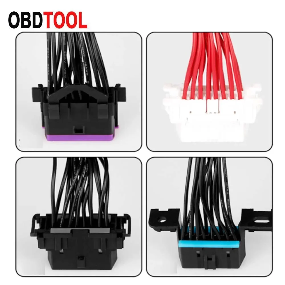 4 Option OBD2 16pin Female Connector with 16 Pin Cable Car Diagnostic Socket Obd Plug 16-pin Interface Self Assembly Harness