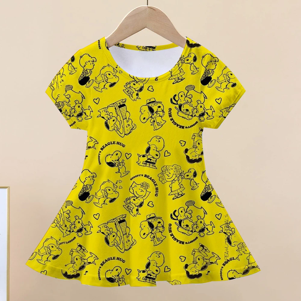 

New Summer Cartoon Snoopy Dress Printed Summer Children Clothes Dress Mini Skirt Baby Girl Birthday Party Gift Dress
