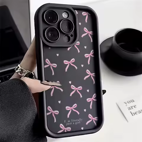 Pink Bow Love Heart Design Phone Case For Samsung Galaxy A15 A35 A54 A55 S25 S24 Ultra S23 FE S22 Plus S21 S20 Cover