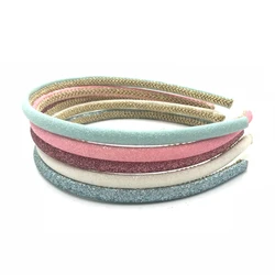 3Pcs/Lot 12 Colors Girls Glitter Headband Wholesale Plastic Non-Slip Hairband Metallic Women Hair Hoop Headwear Accesories