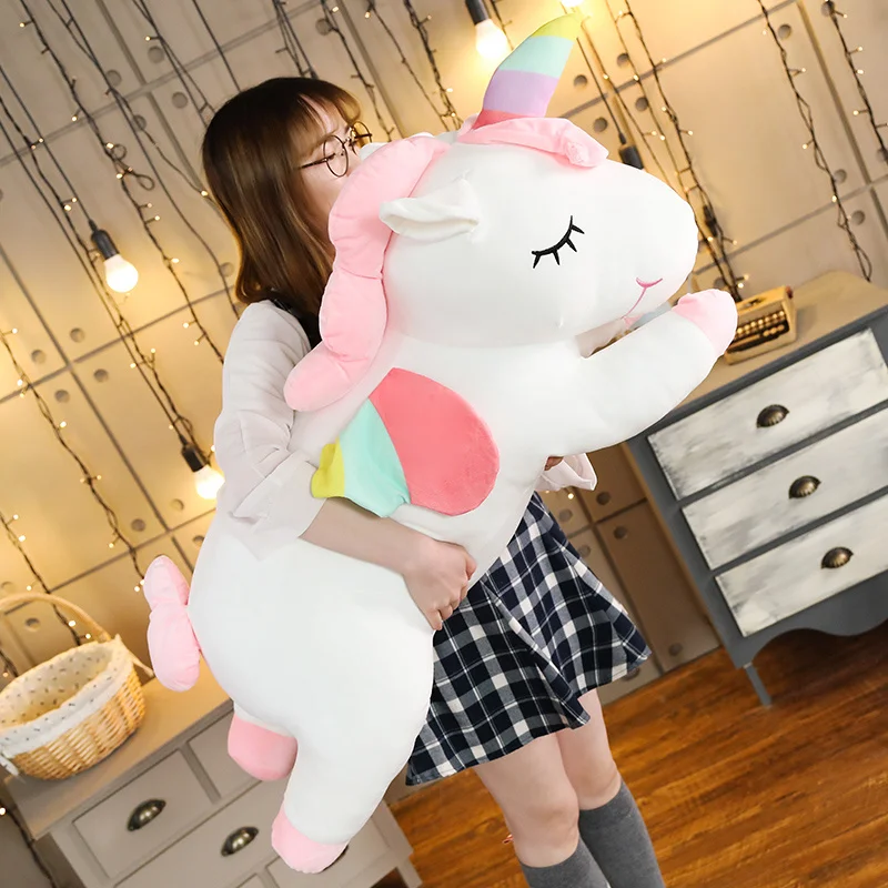 25-100cm 4 Colors Giant Unicorn Plush Toy Stuffed Unicorn Soft Dolls Animal Horse Toys For Boys Girl Pillow Birthday Gifts