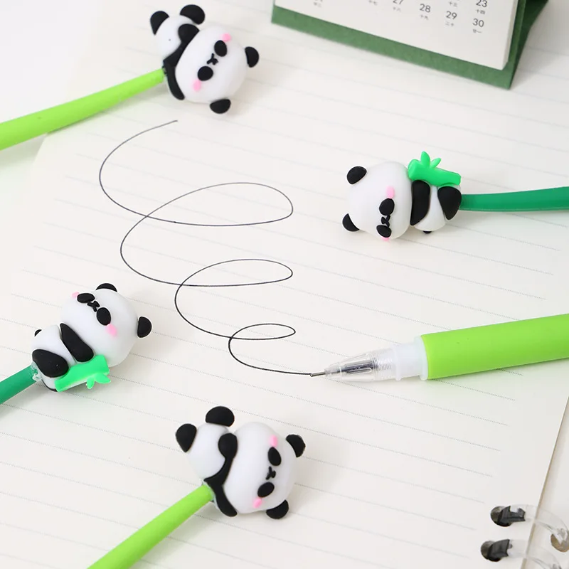 Imagem -04 - Bonito dos Desenhos Animados Panda Gel Pen Mix Color Urso Kawaii Soft Shake Canetas Tinta Preta Escrita Papelaria Escola Presentes 0.5 mm 10 Pcs por Lote