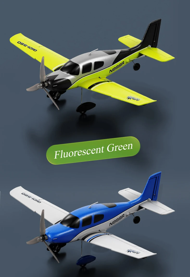 Avion télécommandé 520MM 20.4 pouces, avion de simulation 580 sans balais à 4 canaux de taille moyenne avec équilibrage automatique et