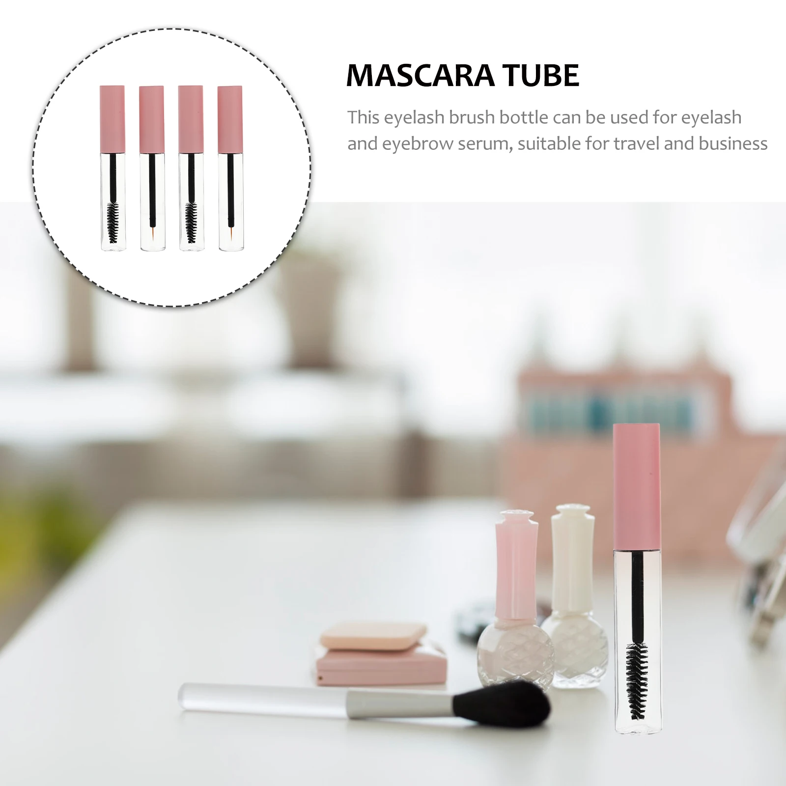 

4 Pcs Mascara Tube Eyeliner Stick Lip Gloss Eyelash Empty Tubes Clear with Wands