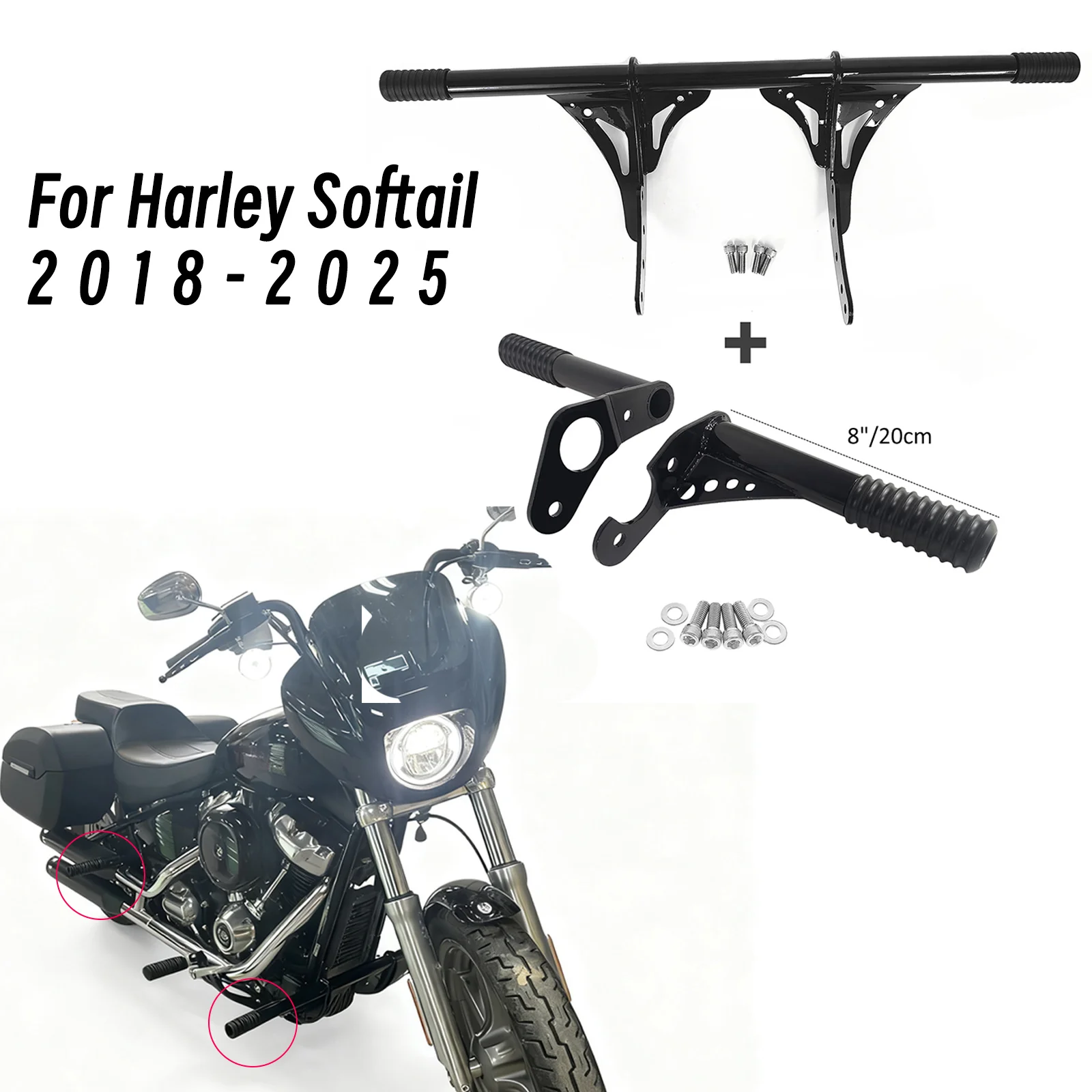 

Motorcycle Sliders Front Crash Bar Engine Guard Protector Bumper For Harley Softail Street Bob Low Rider Fat Bob FXST 2018-up