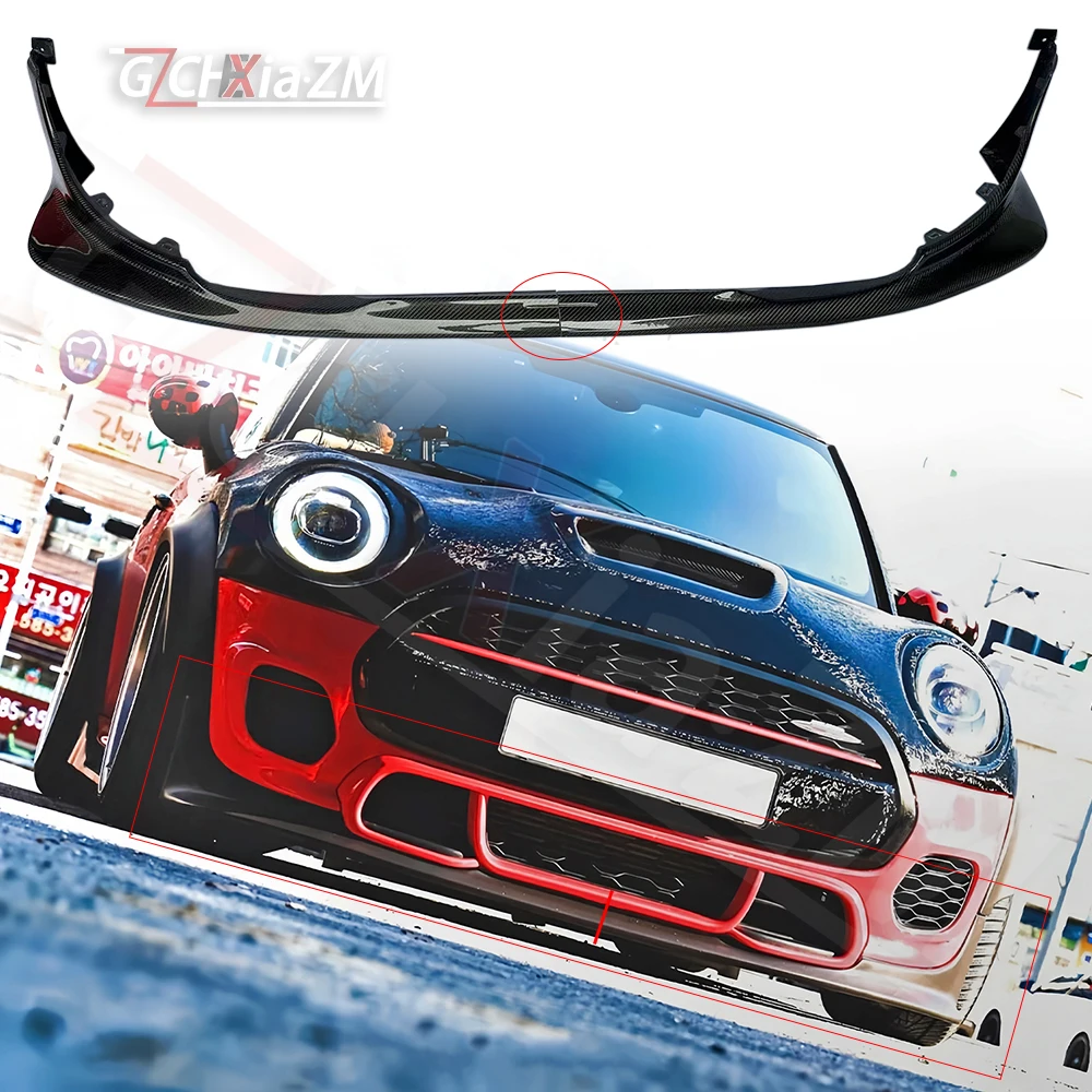 

For F56 Mini Cooper S 2PCS DAG Car Body Kit Spoiler Duck Lip Guard Cover Carbon Front Bumper Lip Splitter (JCW Front Only)