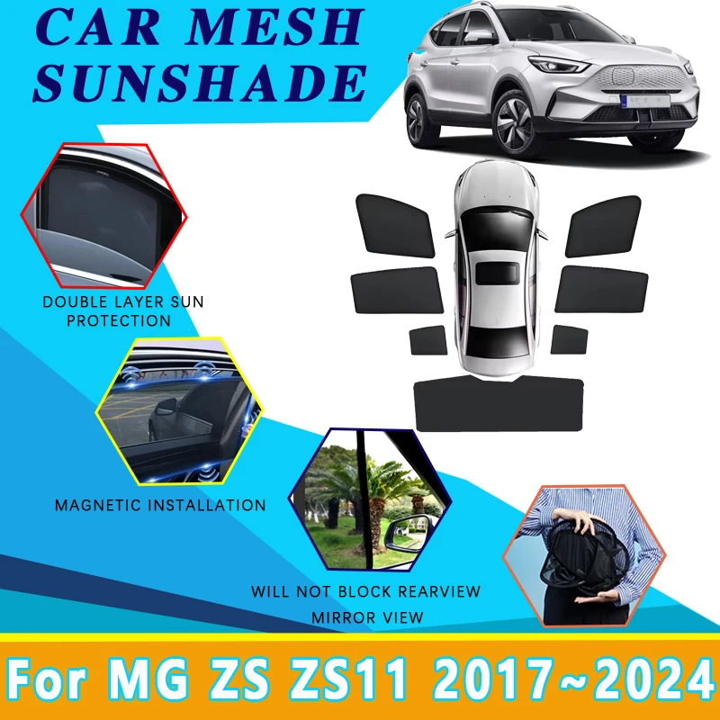 

Для MG ZS ZS11 EV 2017 2018 2019 2020 ~ 2024 магнитные автомобильные солнцезащитные козырьки, щит для лобового стекла, занавеска для бокового окна, солнцезащитные козырьки, аксессуары