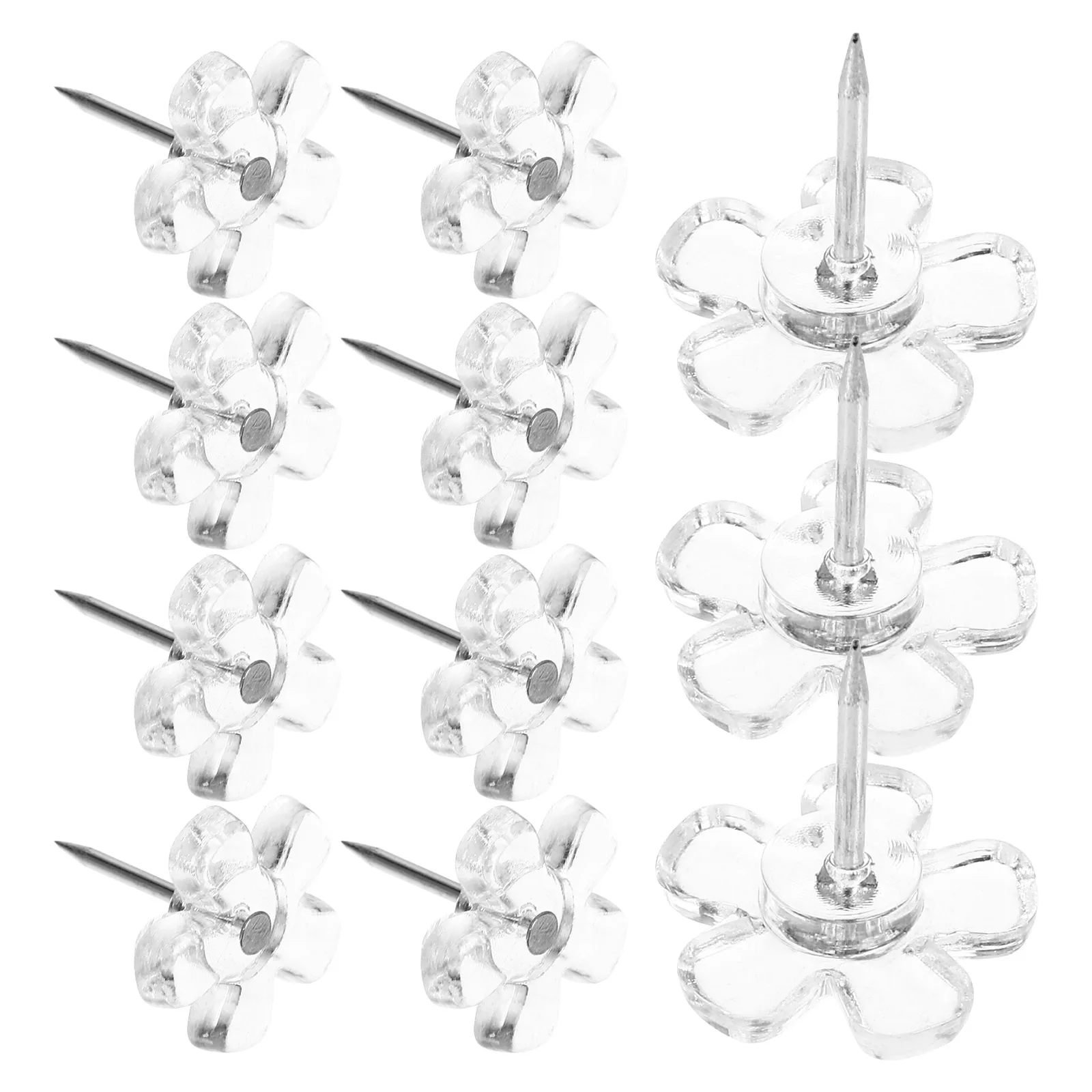 

Transparent Flower Pushpin Map Pins Plastic Thumb Tacks Office Bulletin Board Clear