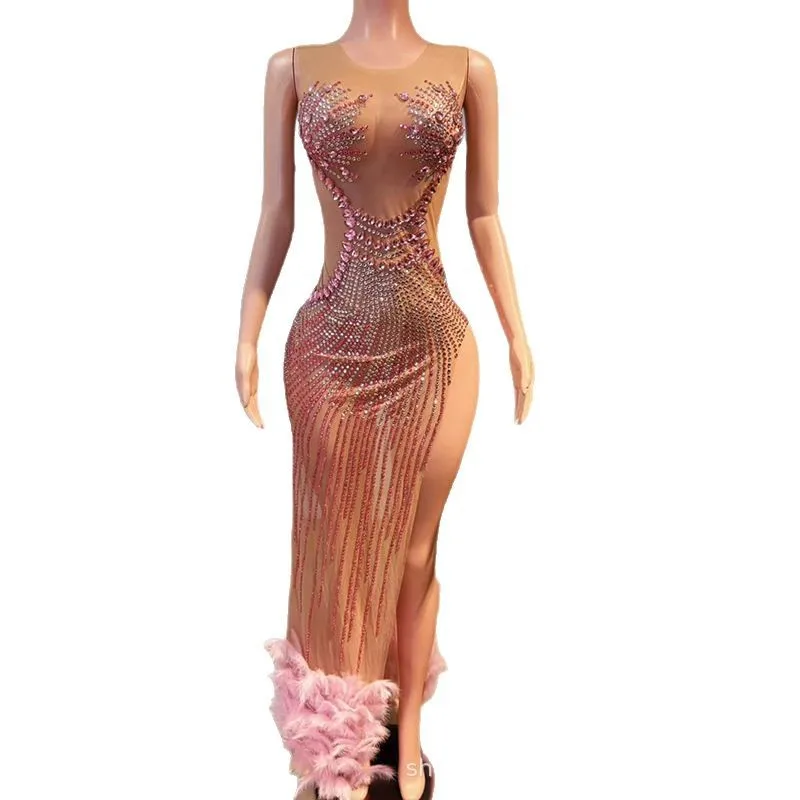 Abito sexy in rete prospettiva Cocktail Party Serata Banchetto Host Performance Dress Abiti Para Graduación Mini Vestido Sexy Hot