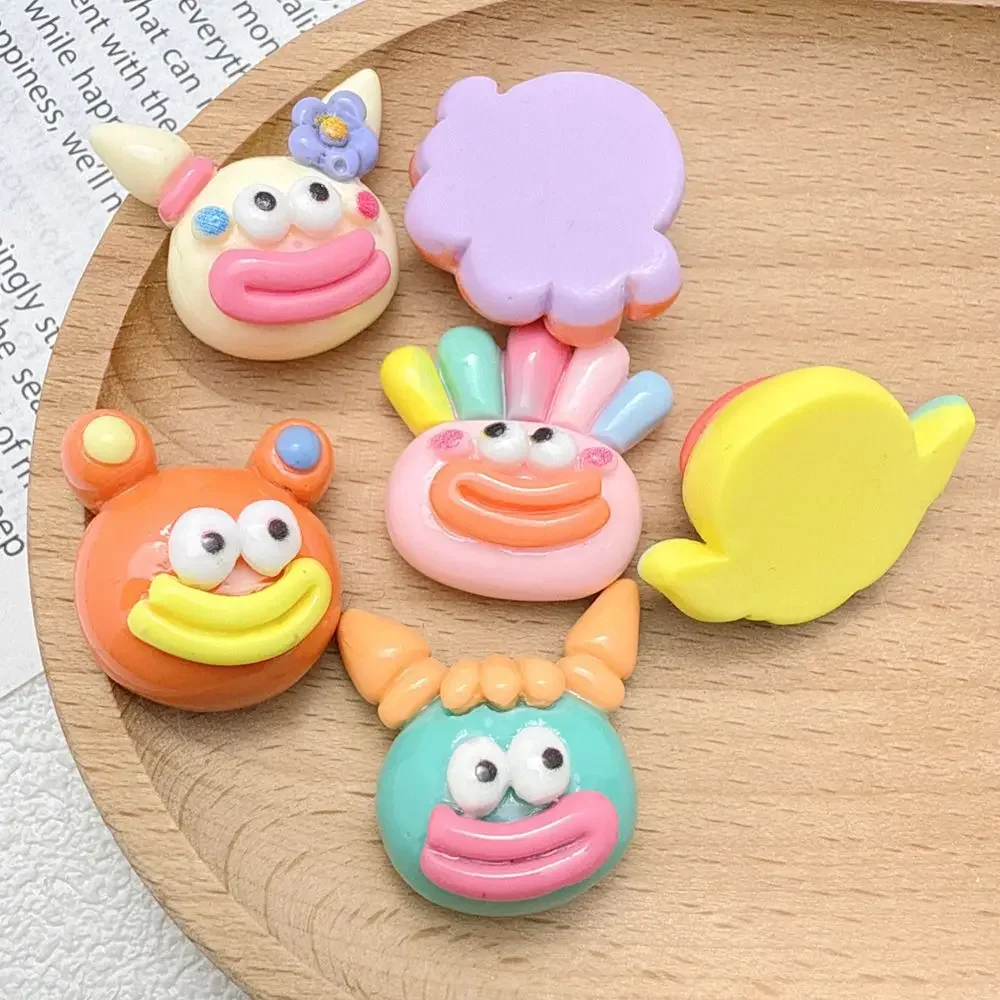 Glitter Epoxy Resin Cartoon Kawaii Monster with Big Mouth Flatback Cabochons, DIY Shoe Charm Decoration, Miniature Fridge Magnet