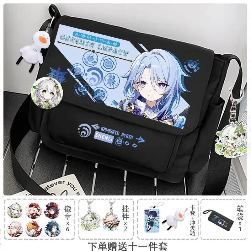

anime Game GS IMPACT Anime Game Cos Eula Venti Mona Jean Aether Yunjin Etc. Unisex 2025 Portable Cartoon Printed Canvas Crossbod