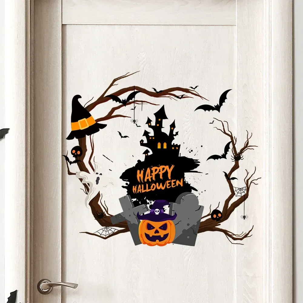 New Halloween Horror Castle Large Size Door Stickers Room Bedroom Wall Window Party Festival Decoration Stickers Wholesale