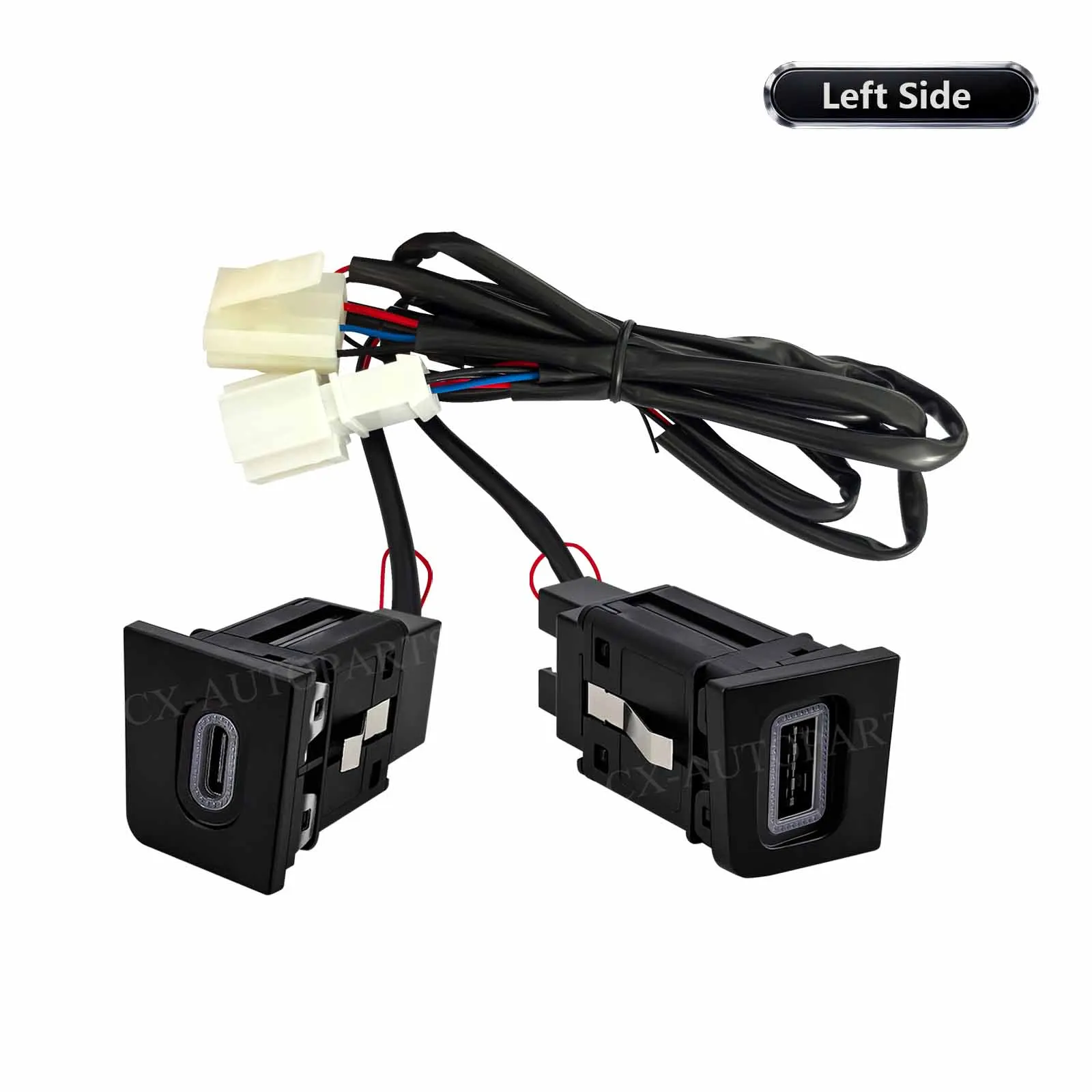 Red LED Type-C PD + USB-A Left Side Car Charger, 12V Fast Charging Socket for VW Passat CC B6 2011-2012