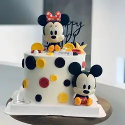 Figurines Minnie Mouse en plastique, décoration de gâteau de fête d'anniversaire, jouets de figurines d'anime en PVC, ensemble de 2 pièces