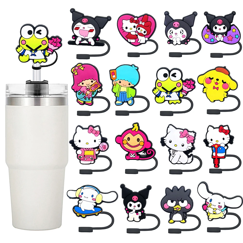 Cubierta de paja serie Sanrio para taza Stanley, adorno de paja Compatible con mango de vaso de 30 y 40Oz, cubierta de paja de silicona de 10mm/0,4 pulgadas