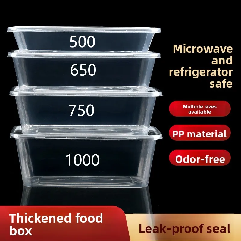 Disposable Plastic Lunch Box Commercial Rectangular round Takeaway Food Container Thickened with Lid Packaging Box for Fast Food