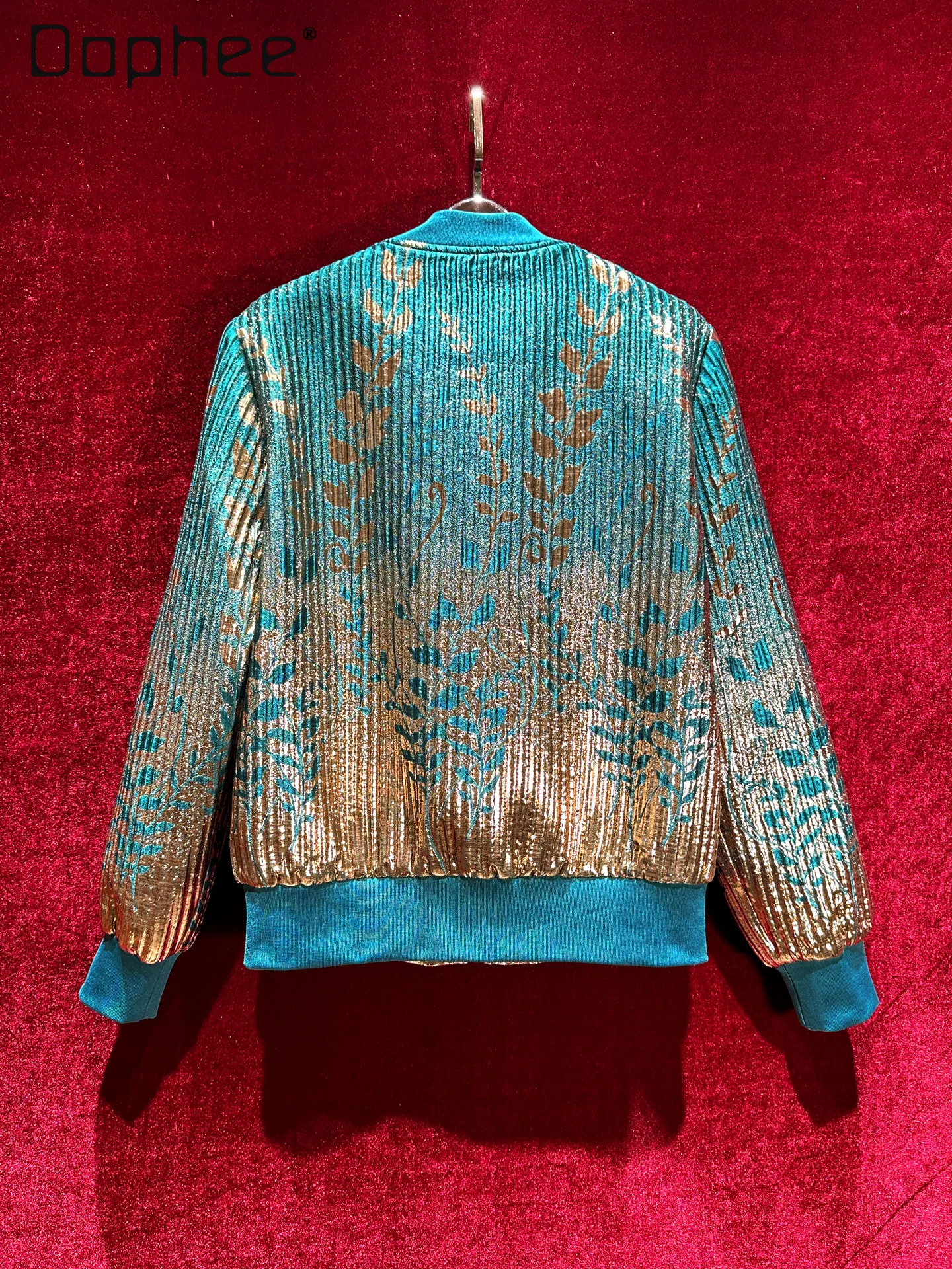 Luxurious Jacquard Heavy Beading Versatile Jackets for Women Autumn New Vintage Floral Embroidery Rhinestone Loose Casual Coat