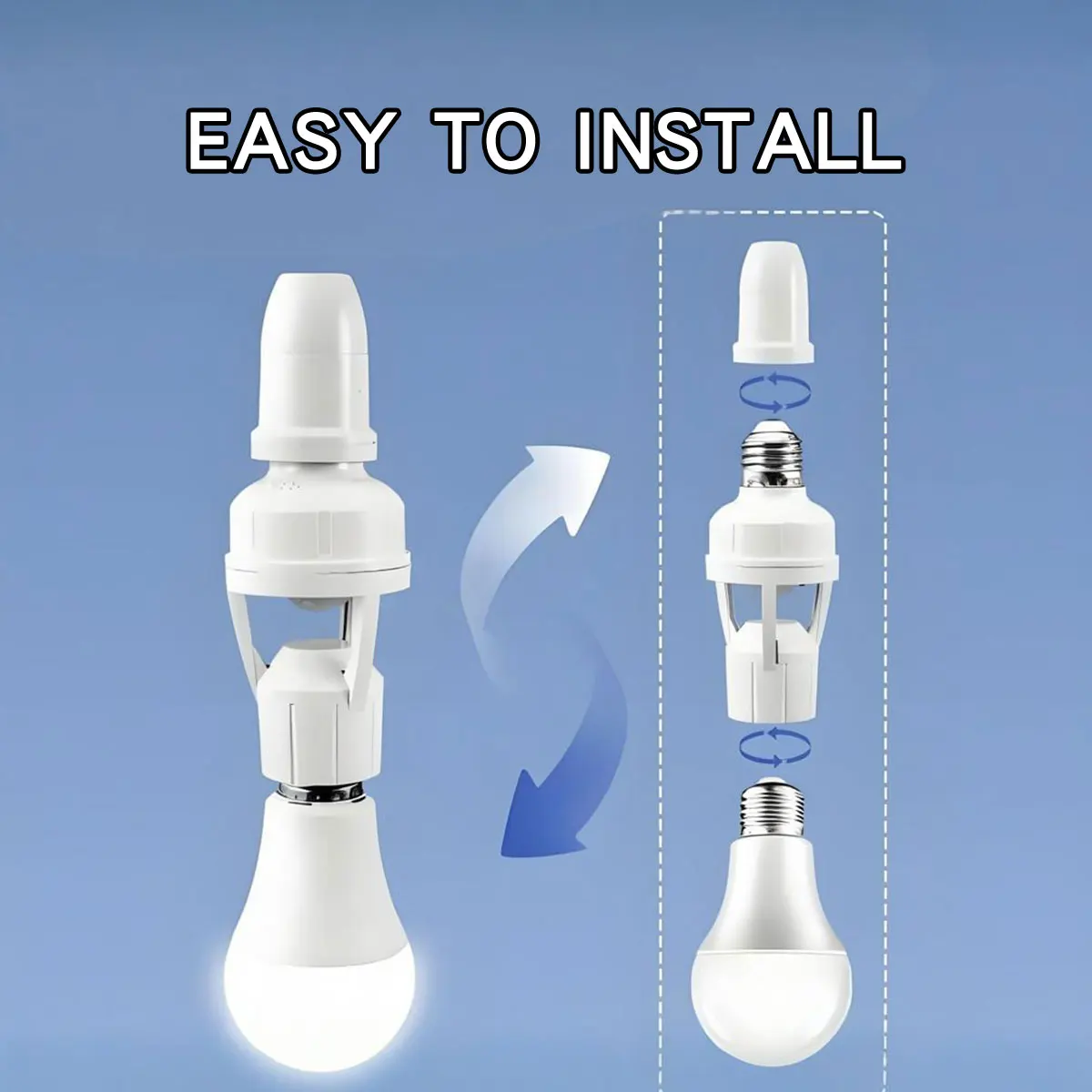 E27 Screw Lamp Holder Infrared Human Body Sensor Lamp Head AC100‑240V PIR Motion Sensor Switch Auto On‑Off Light Socket Adapter