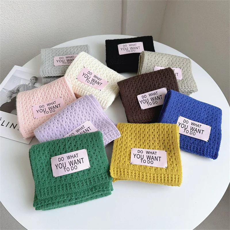 Fashion Casual Children Woolen Yarn Scarves Winter Warm Soft Comfortable Knit Long Neck Scarf Baby Kids Muffler for Boys Girls