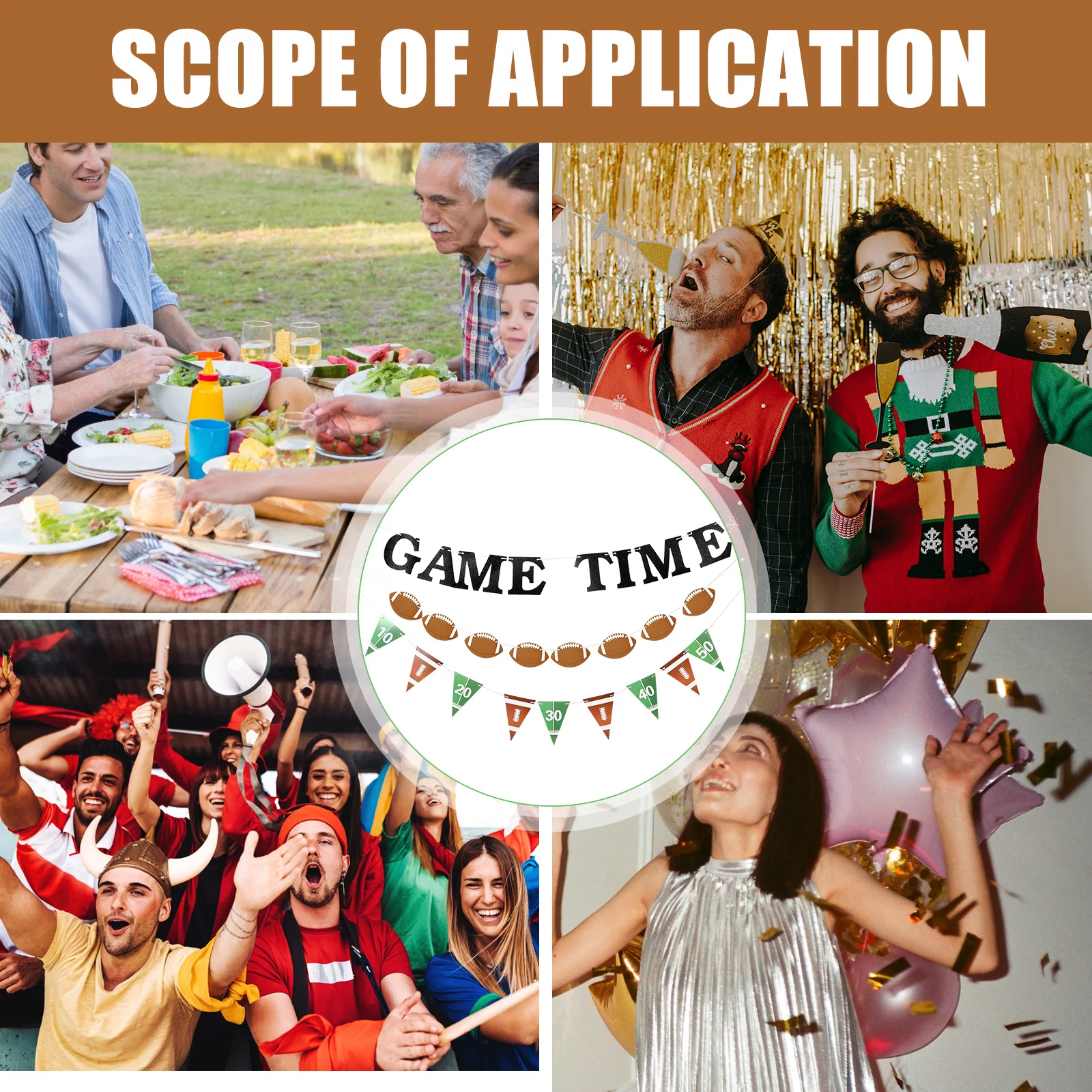 

3Sets American Football Party Decorations Durable Paper Hanging Banner Birthday Wall Decoration Football Theme Supplies