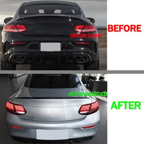 For Mercedes Benz C Class C205 C180 C200 C250 C300 C400 Rear Tail Lights Coupe A205 Cabriolet LED Smoked Brake Lamp Assembly