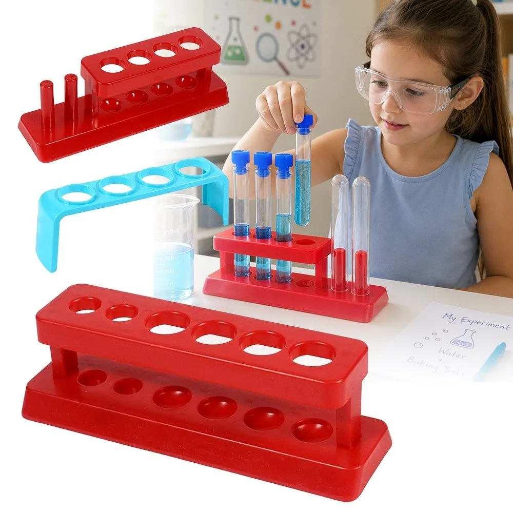 New 4/6 Hole Test Tube Rack Practical Plastic Experiment Shelf Red Clear Design Teaching Equipment Lab Supply