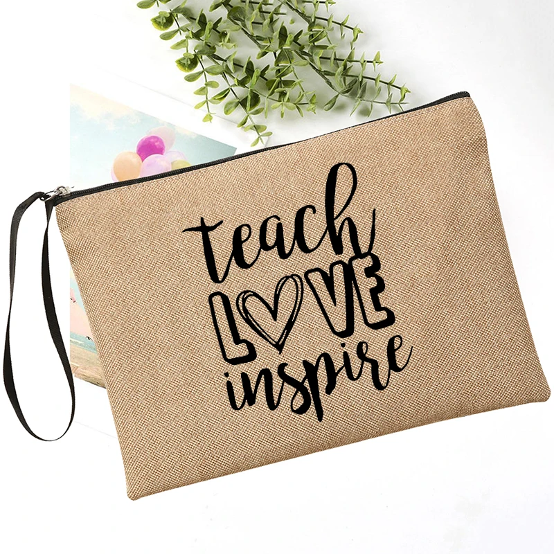 Teachers\' Day Best Gift lipstick bag Teacher Survival Kit Makeup Bag Pencil Case Women Canvas Cosmetic Bag Pouch Back To School