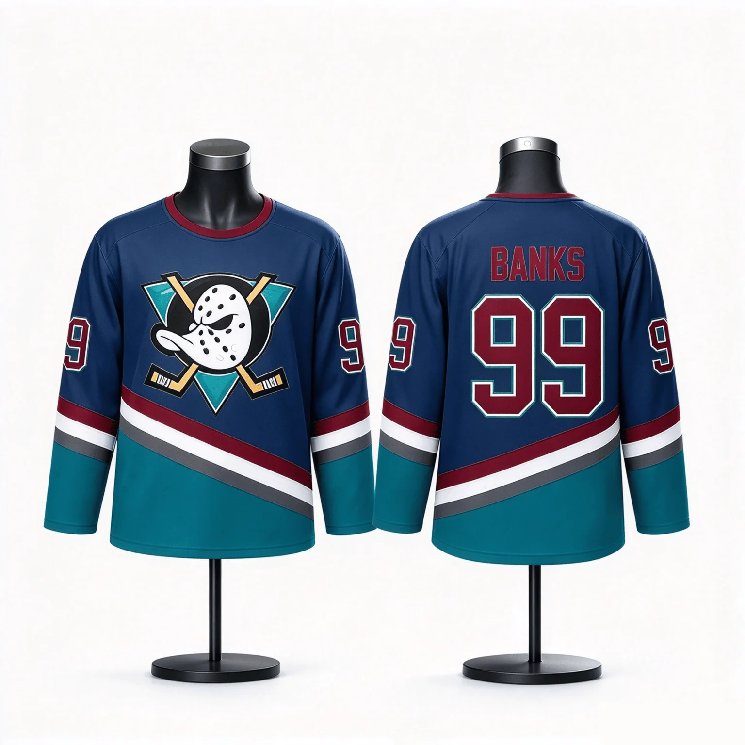 Mighty Ducks Adam Banks 99 Ice Hockey Jersey Men Classic Vintage White Stitched Retro Movie Hockey Uniform Casual Tops Fashion
