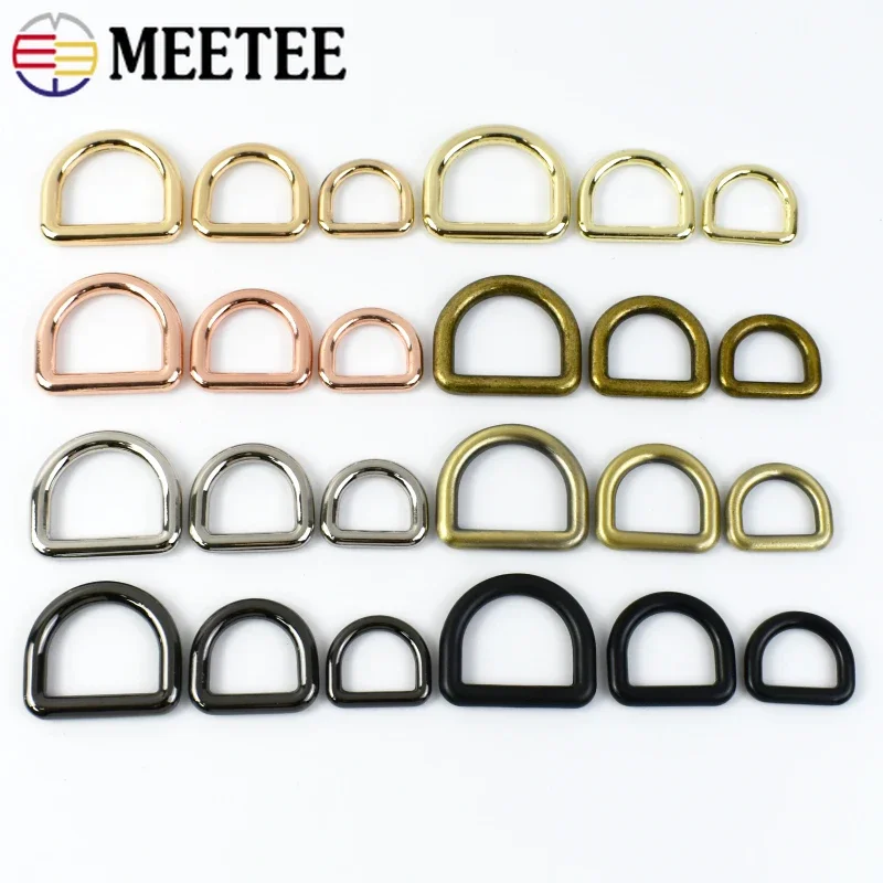 50Pcs Metal Ring Buckles for Strap Bag D Rings Hooks Shoes Backpack Belt Clasp Dog Collar Webbing Loop DIY Leather Accessories