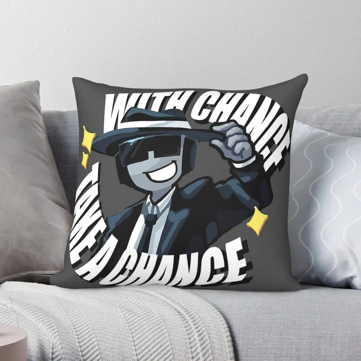 Forsaken Take A Chance Square Pillowcase Polyester Linen Velvet Pattern Zip Decorative Room Cushion Cover 18