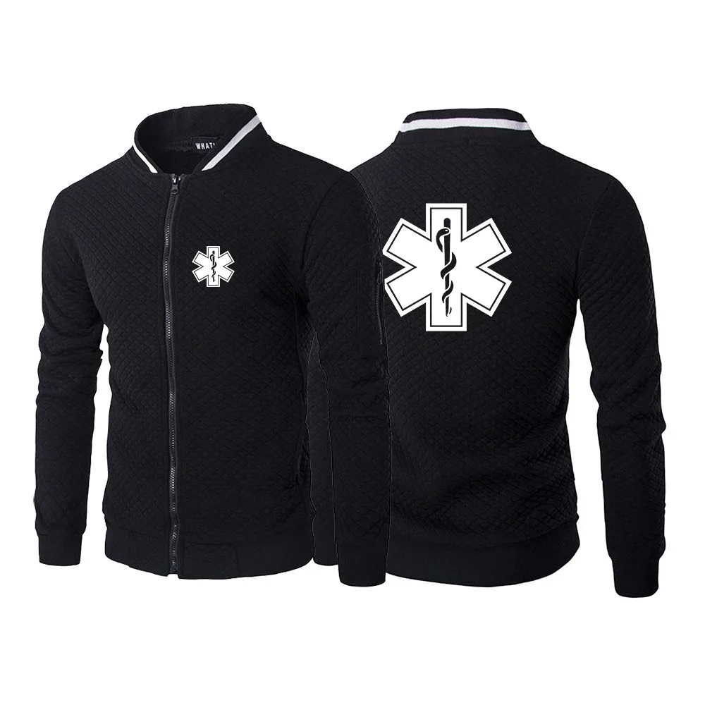 EMT Paramedic Emergency Medical 2023 Men's New Long Sleeves Round Neck Hoodies Sweatshirt Casual Zipper Cardigan Coat Hooded Top