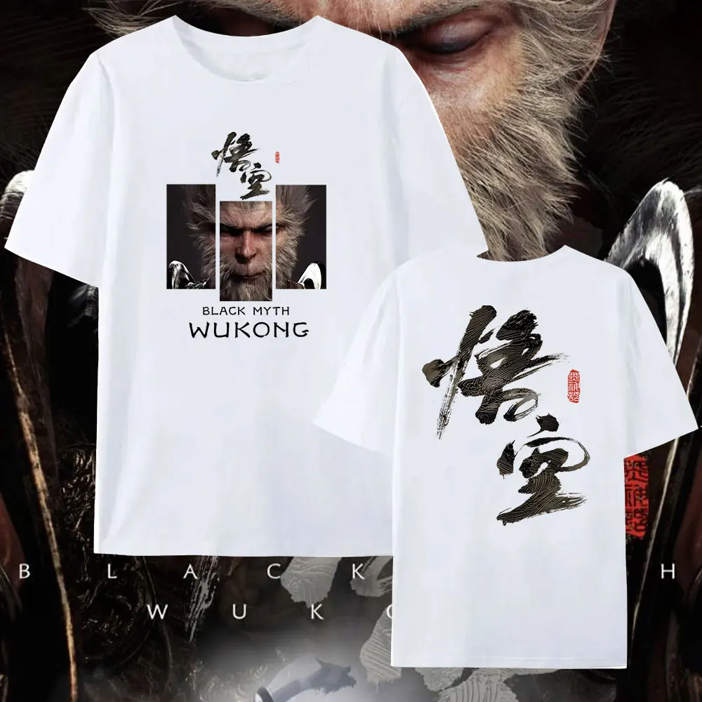 Black Myth Wukong RPG Men's Role-playing Game T-shirt Destined for A Man High Quality Wukong Printed Shirt Short-sleev Male Tops