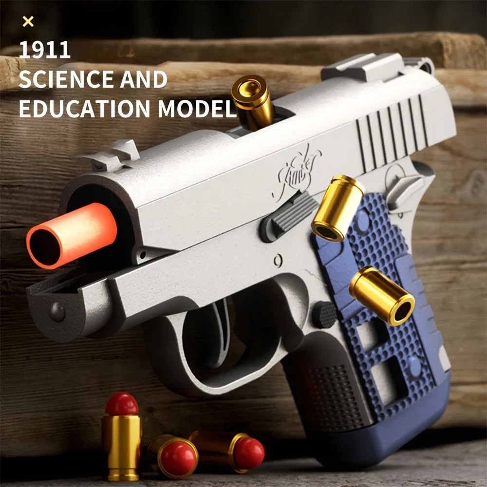 Mini pistola de juguete de lanzamiento continuo 1911 para niños, modelo educativo, pistola colgante vacía, lanzador de balas blandas, pistola pequeña de Airsoft