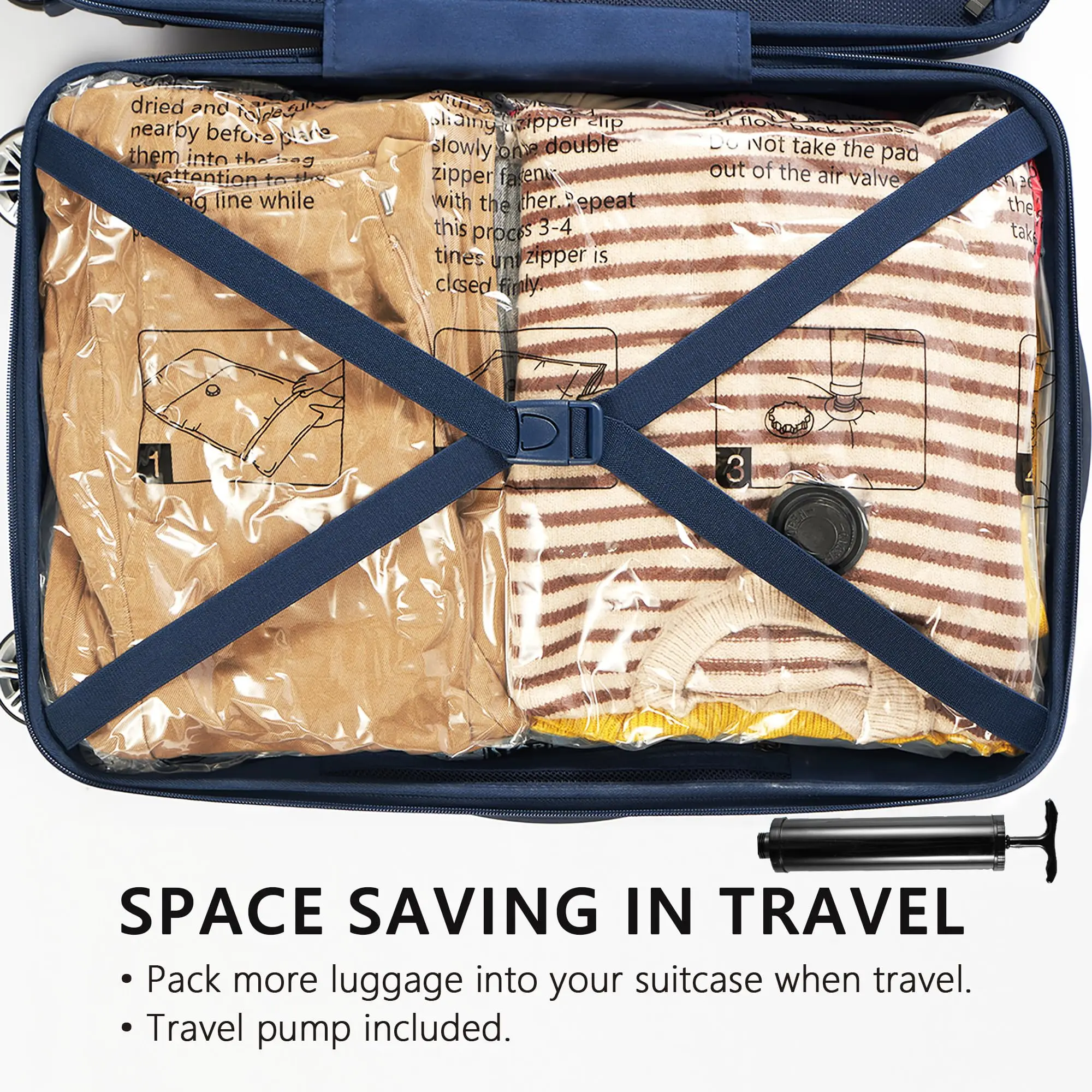 Vacuum Storage Bags, Space Saver Bags for Comforters Blankets Organizer for Clothes Hand Pump Not Included Wardrobe Organisers