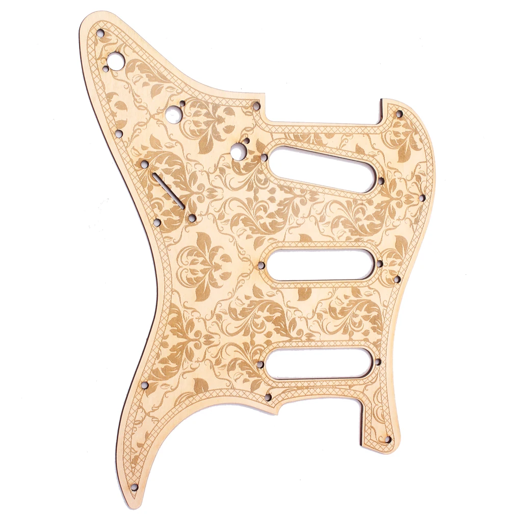 Golpeador de guitarra SSS de arce de Color madera, placa rascadora con patrón de flores para guitarra eléctrica ST, 28,2x22,5 cm/11,1x8,86 pulgadas