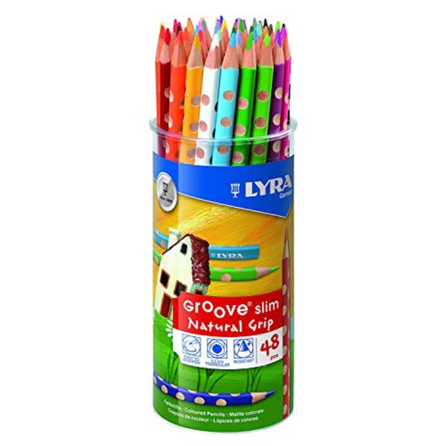 

Groove Slim Wooden Colouring Pencils 48 Pieces in Assorted Colours with Sharpener Ideal for and Schools
