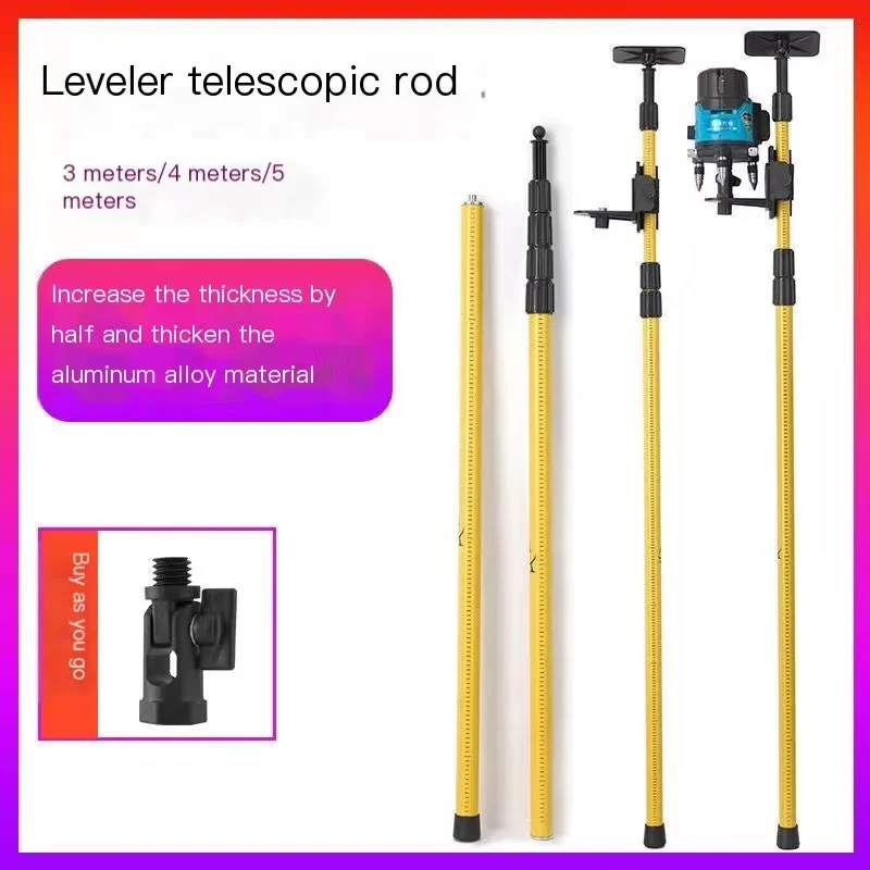 Liga de Alumínio Ajustável Titular Nível Laser Linha Leveler Telescópico Pólo Levante Estender Suporte Suporte Stand 14 58 34m