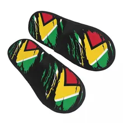 Plush Indoor Slippers Abstract Guyana Flag Warm Soft Shoes Home Footwear Autumn Winter