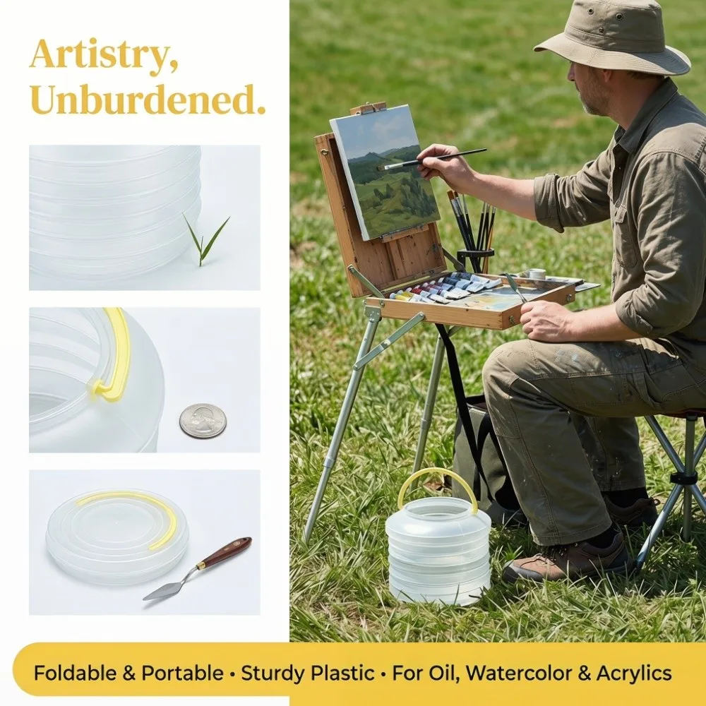 Collapsible Collapsible Brush Washer Thickened Plastic Dual Available Art Cleaning Container Foldable Portable
