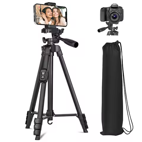 60-inch Camera Tripod with Travel Bag and Remote, Professional Aluminum Portable Tripod Stand for Phone — Best full-height all-rounder