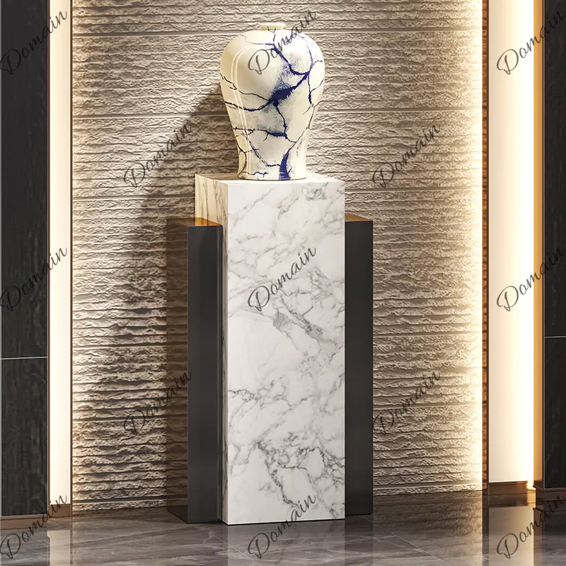 New Chinese-style entrance decorative column ornament entrance door handicraft display shelf marble floor base