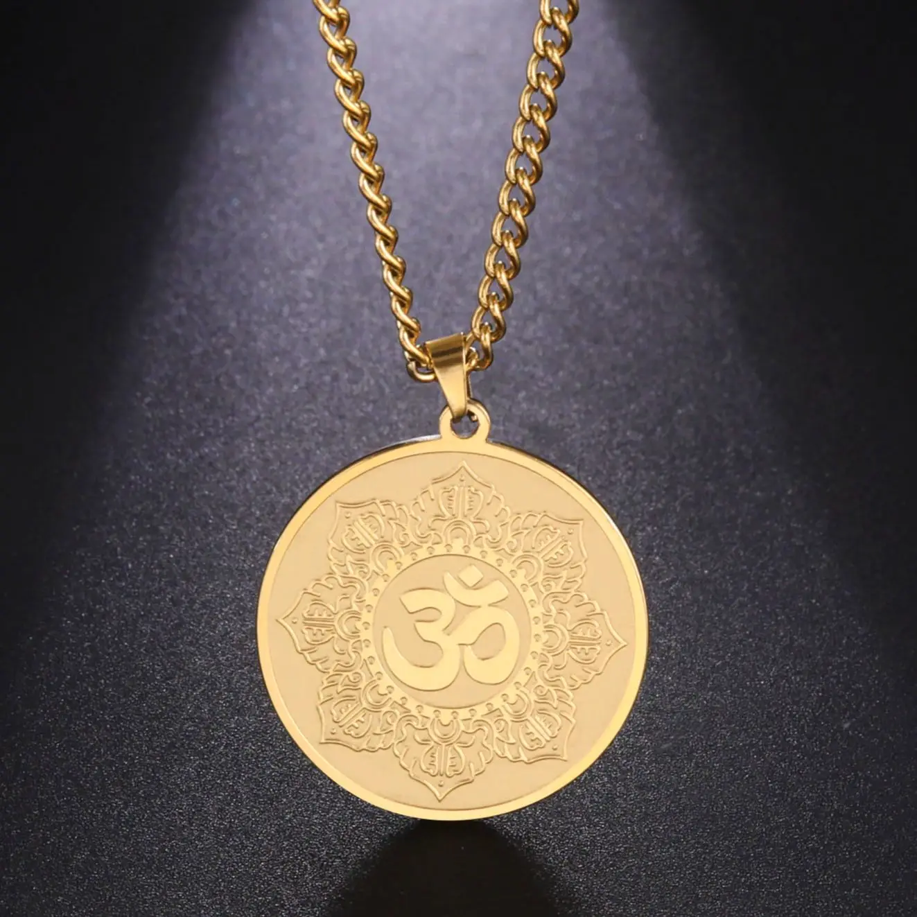 Jeshayuan Yoga Om Symbol Pendant Yoga Hindu Spiritual Amulet Jewelry Sanskrit Symbol Om Aum Ohm Lotus Yoga Pendant Necklace