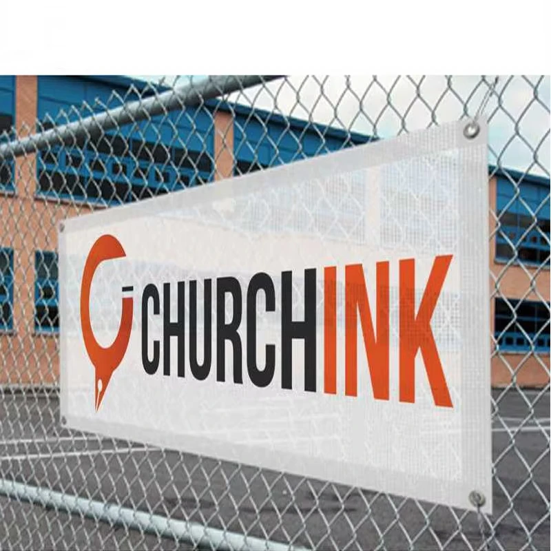 Digital printed advertising custom Fabric flex mesh fence banner with optional Pvc vinyl