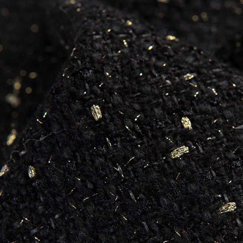 Beige Color and Gold Wire Yarn-dyed Tweed Fabric For Autumn Coat Dress Jacket Handbag DIY Cloth Sewing Material - view 6
