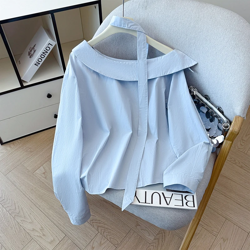 

Spring 2026 Women's Loose Long Sve irt oulder Bows Casual Breathable Faionable Cover up Ele Sle Daily Wear