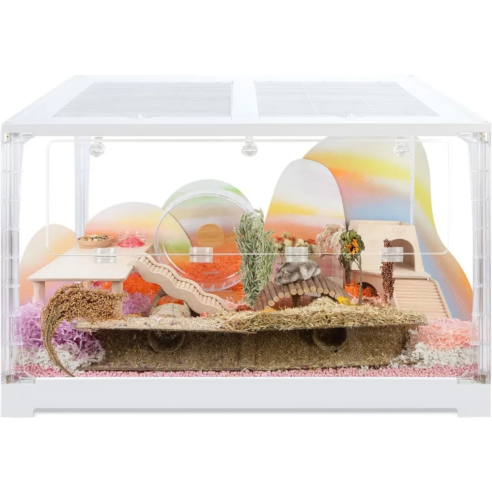 

Stacker Series Hamster Cage - Stackable & Large Glass Enclosure for Hamster Gerbils Mice Lemming Degus or Other Small-Sized Pet