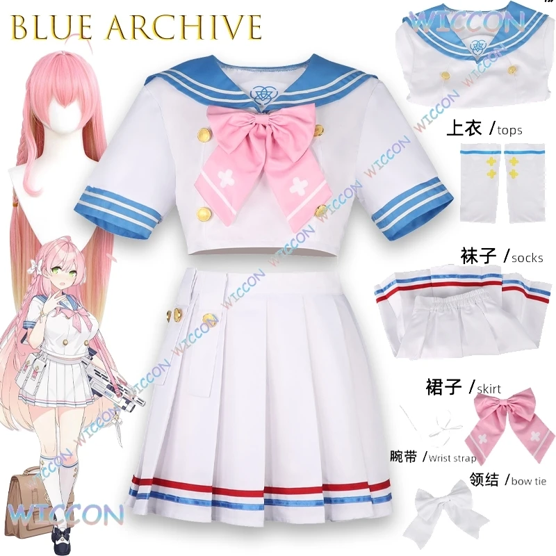 

[Hemera]Anime Game Character Blue Archive Urawa Hanako Cosplay Costume Sailor Uniform Outfit 2D Performance Cosplay Suit Hallowe