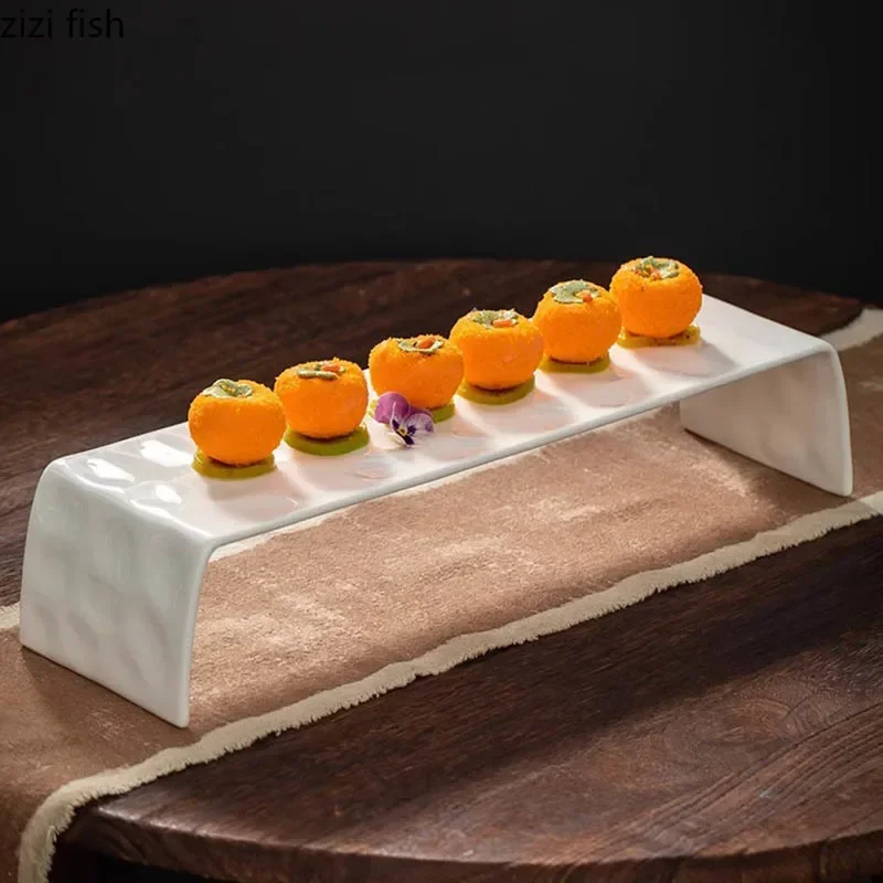 

Creative Solid Color Ceramic Arch Bridge Plate Restaurant Sushi Plate Dessert Snack Plate Molecular Cuisine Specialty Tableware
