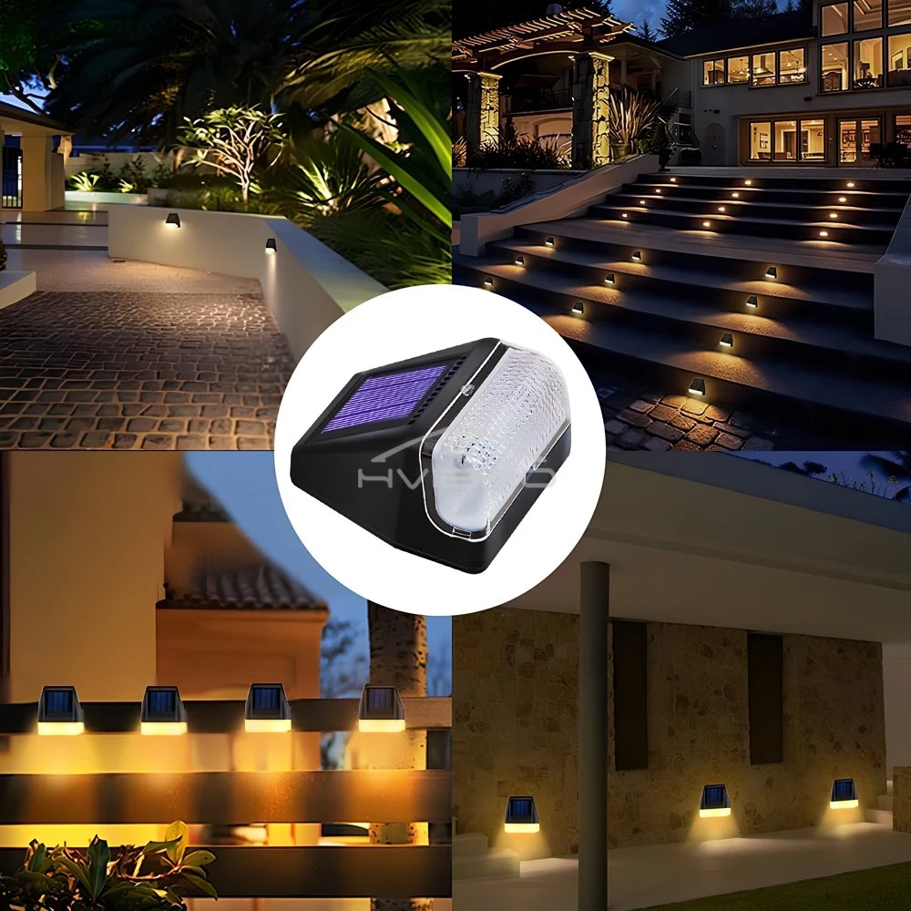 Home LED Solar Wall Lamp Road Light Induction Outdoor IP65 Rainproof Courtyard Garden Decoration Staircase Night Lighting Bright